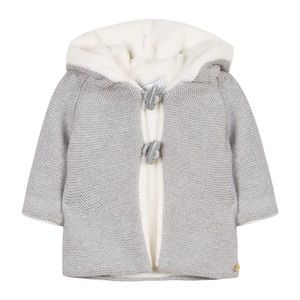 Tartine et Chocolat Cotton Cashmere Knit Lined Marl Jacket in Grey 0-3M